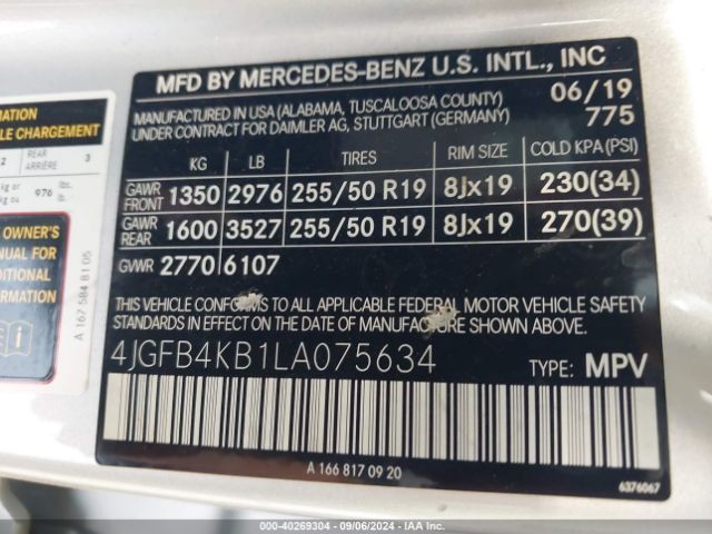 4JGFB4KB1LA075634 Mercedes-Benz Gle 350 4matic