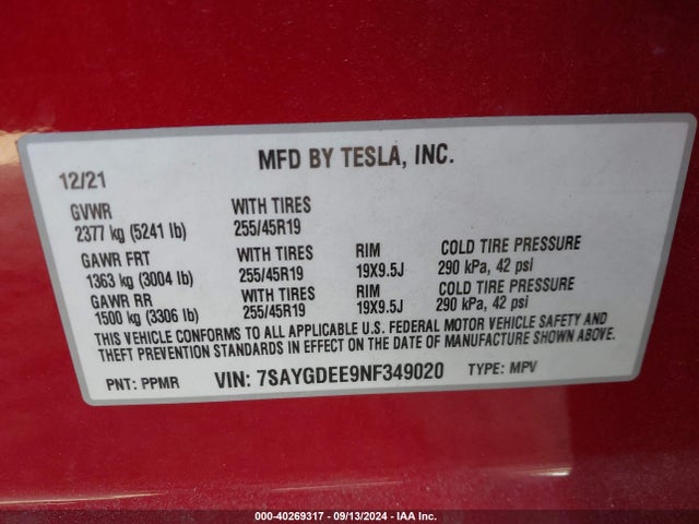 2022 TESLA MODEL Y 7SAYGDEE9NF349020 Photo 8