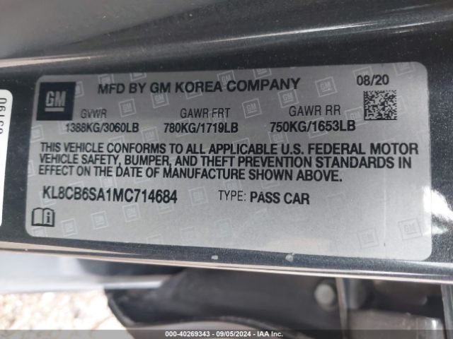 KL8CB6SA1MC714684 Chevrolet Spark Fwd Ls Automatic