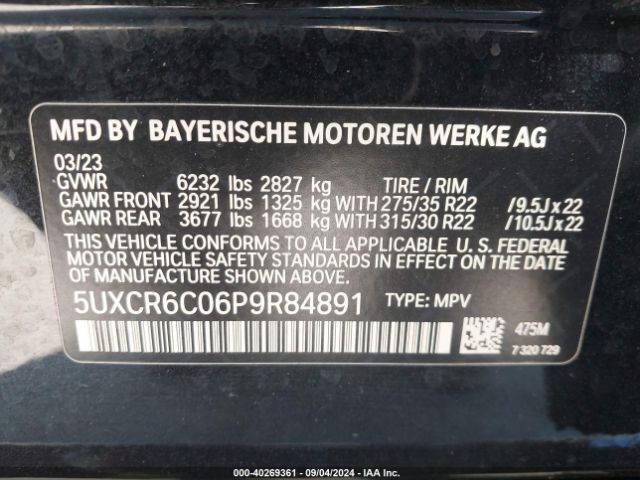 5UXCR6C06P9R84891 BMW X5 Xdrive40i