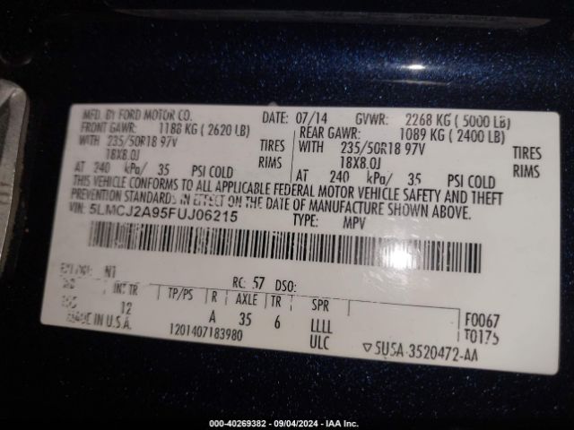 5LMCJ2A95FUJ06215 Lincoln MKC