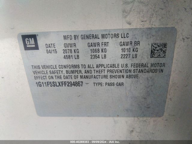 1G11F5SLXFF294867 Chevrolet Malibu 1lz