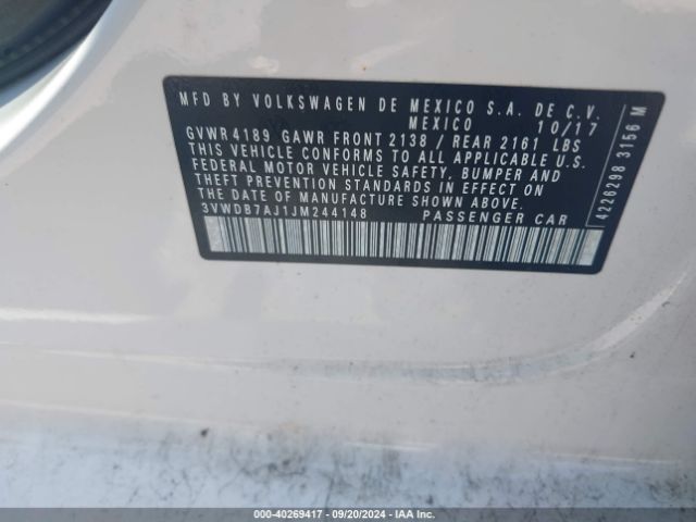 3VWDB7AJ1JM244148 Volkswagen Jetta 1.4t Se/1.4t Wolfsburg Edition