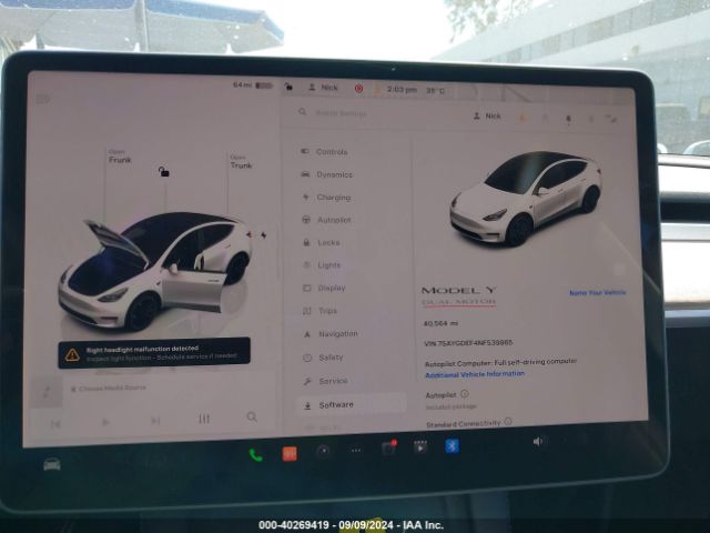 7SAYGDEF4NF539865 Tesla Model Y Performance Dual Motor All-wheel Drive