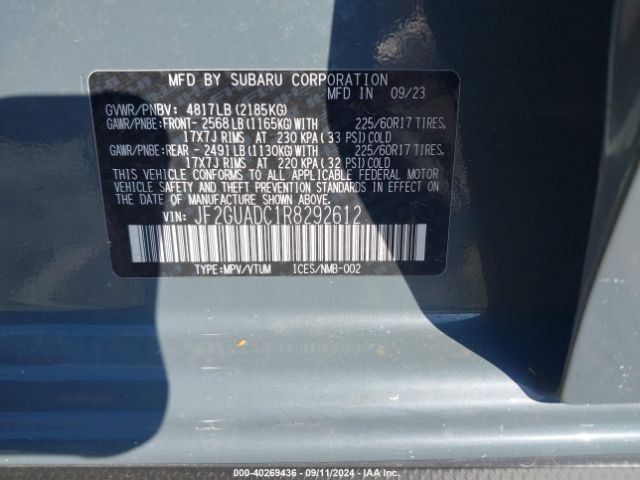 JF2GUADC1R8292612 Subaru Crosstrek Premium