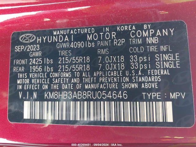 Hyundai Kona Sel 2024 KM8HB3AB8RU054646 Image 9