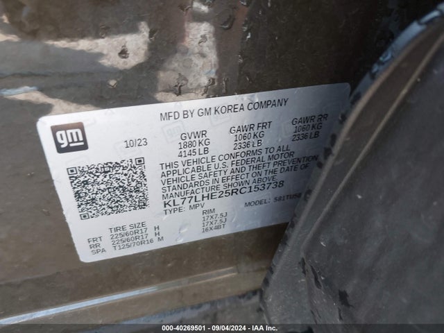 Chevrolet Trax Fwd Lt 2024 KL77LHE25RC153738 Image 9
