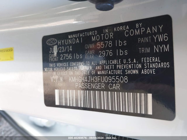KMHGH4JH3FU095508 Hyundai Equus Ultimate