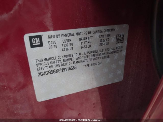 2G4GR5GX6H9116563 Buick Regal Turbo Premium Ii