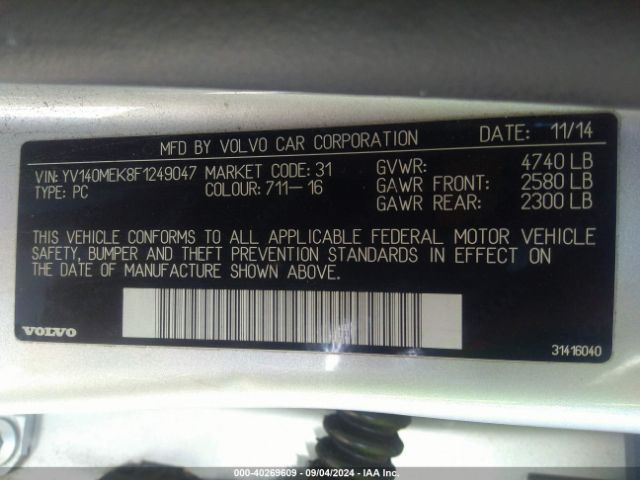 YV140MEK8F1249047 Volvo V60 T5 Premier