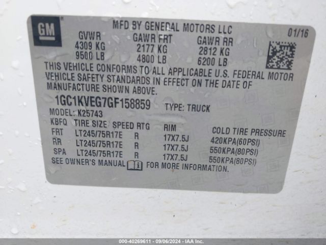 1GC1KVEG7GF158859 Chevrolet Silverado 2500hd Lt