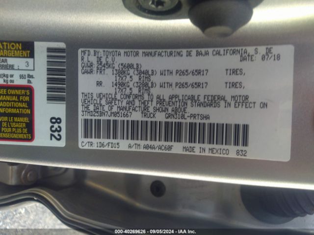 3TMDZ5BN7JM051667 Toyota Tacoma Trd Sport