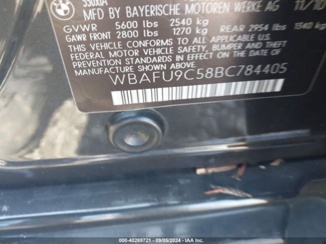 2011 BMW 550I WBAFU9C58BC784405 Photo 8