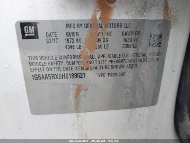 1G6AA5RX9HO188627 Cadillac Ats Standard