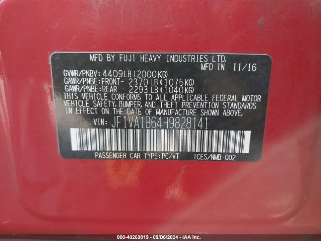 JF1VA1B64H9828141 Subaru WRX