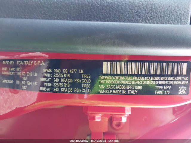 ZACCJABB6HPF51988 Jeep Renegade Altitude Fwd
