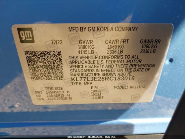 KL77LJE28RC183016 Chevrolet Trax Fwd 2rs