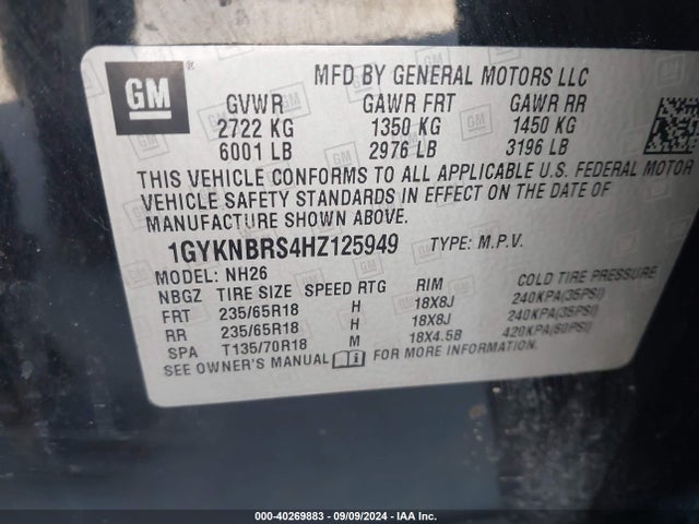 1GYKNBRS4HZ125949 Cadillac XT5 LUXURY