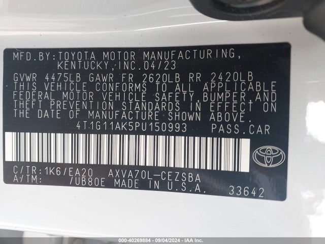 Toyota CAMRY SE 2023 4T1G11AK5PU150993 Image 9