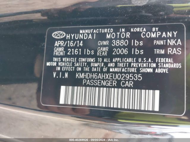 KMHDH6AHXEU029535 Hyundai Elantra