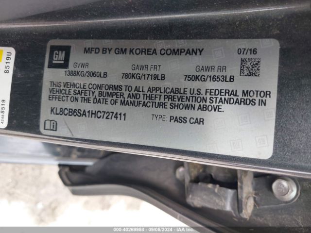 KL8CB6SA1HC727411 Chevrolet Spark Ls Cvt