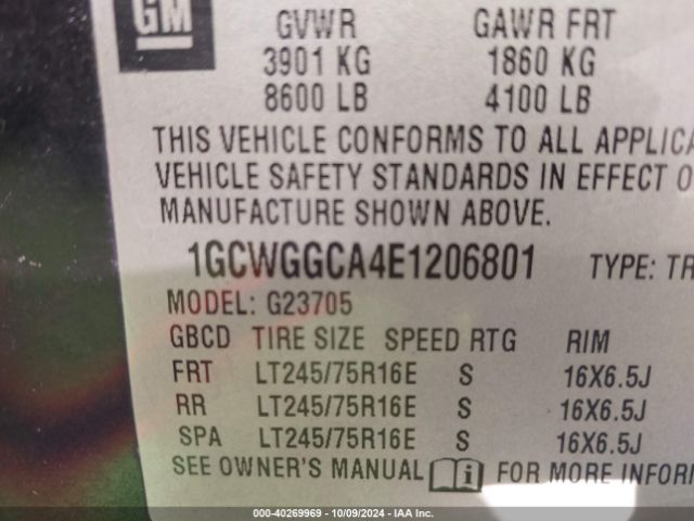 1GCWGGCA4E1206801 Chevrolet Express 2500 Work Van