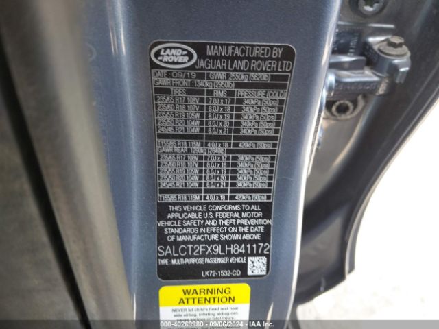 SALCT2FX9LH841172 Land Rover Discovery Sport R-dynamic S/r-dynamic Se