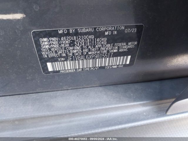 JF1VBAL6XP9815517 Subaru Wrx Limited