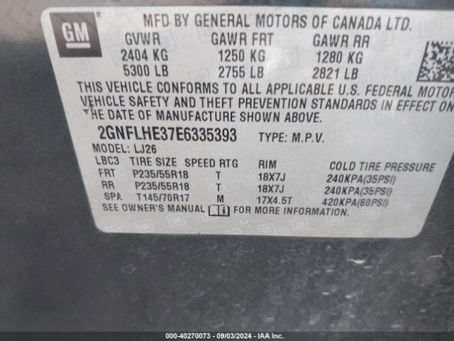2GNFLHE37E6335393 Chevrolet Equinox Ltz