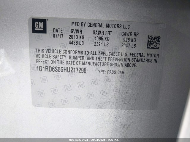 Chevrolet Volt Premier 2017 1G1RD6S56HU217296 Image 9