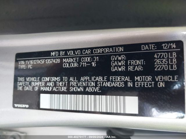 YV1612TK5F1357428 Volvo S60 T5 Premier