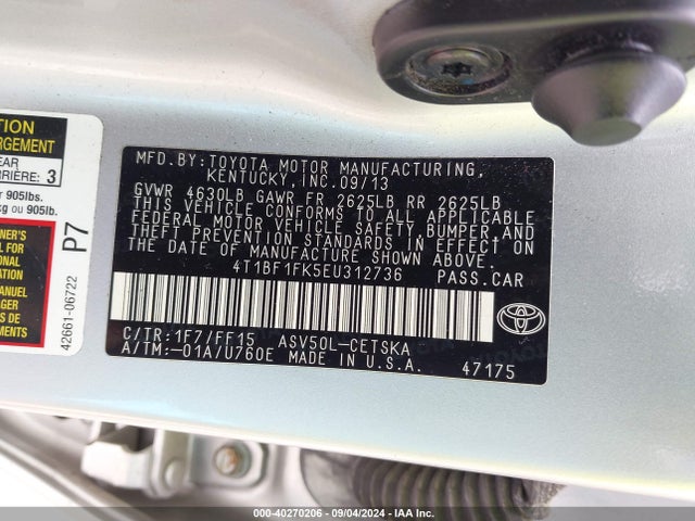 Toyota CAMRY SE 2014 4T1BF1FK5EU312736 Image 9