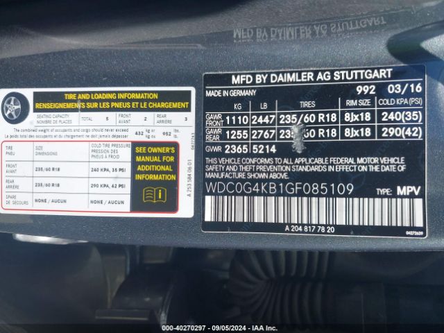 WDC0G4KB1GF085109 Mercedes-Benz Glc 300 4matic