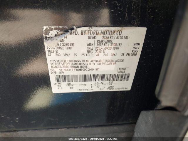 1FM5K7F80EGC24918 Ford Explorer Limited