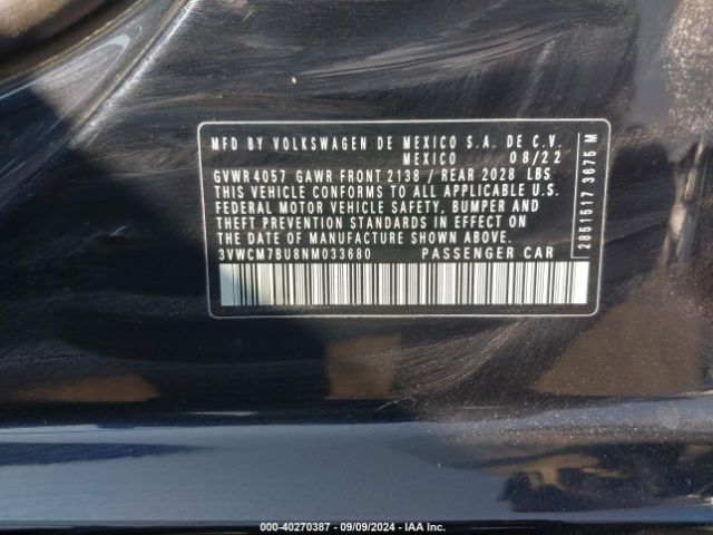3VWCM7BU8NM033680 Volkswagen Jetta 1.5t S