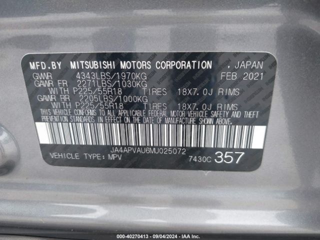 JA4APVAU6MU025072 Mitsubishi Outlander Sport 2.0 Se 2wd