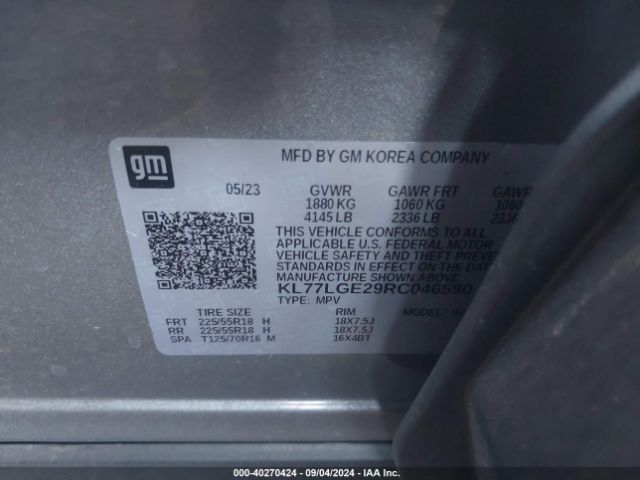 KL77LGE29RC046590 Chevrolet Trax Fwd 1rs