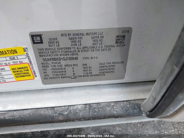 5GAKRBKD1GJ109549 Buick Enclave Leather