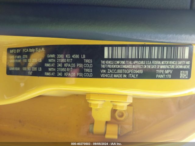 ZACCJBBT6GPE09489 Jeep Renegade Latitude
