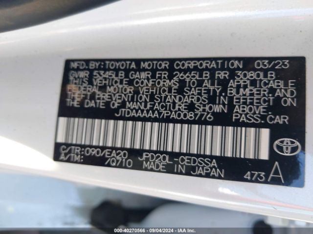 JTDAAAAA7PA008776 Toyota Mirai Xle