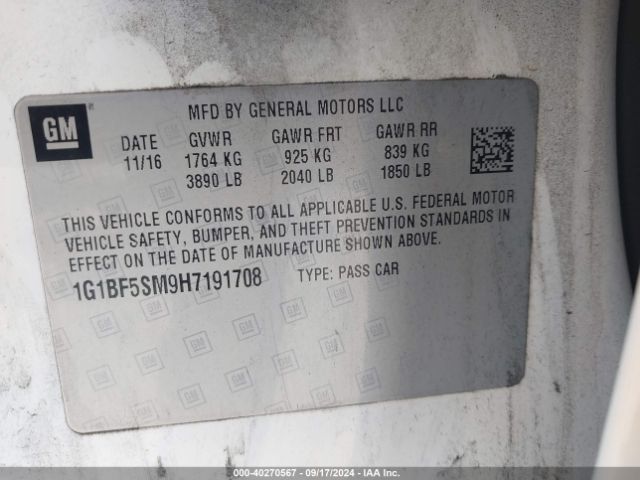 1G1BF5SM9H7191708 Chevrolet Cruze Premier Auto
