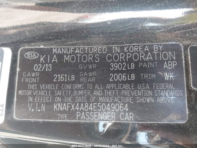KNAFX4A84E5049064 KIA FORTE EX