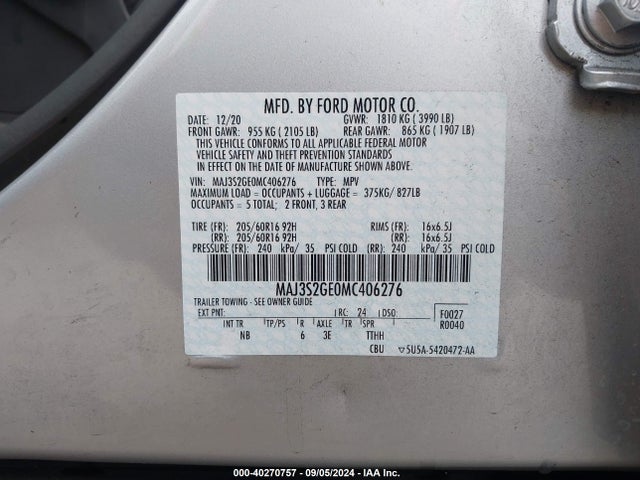 Ford Ecosport Se 2021 MAJ3S2GE0MC406276 Image 9
