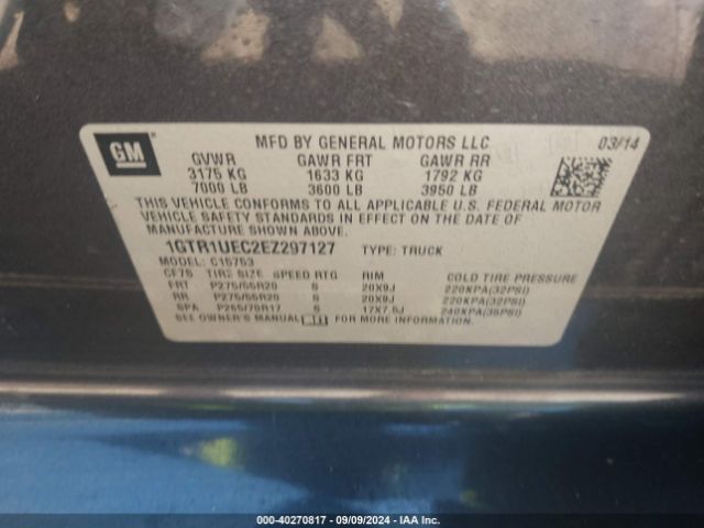 1GTR1UEC2EZ297127 GMC Sierra 1500 Sle