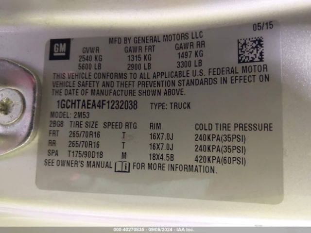 1GCHTAEA4F1232038 Chevrolet Colorado Wt