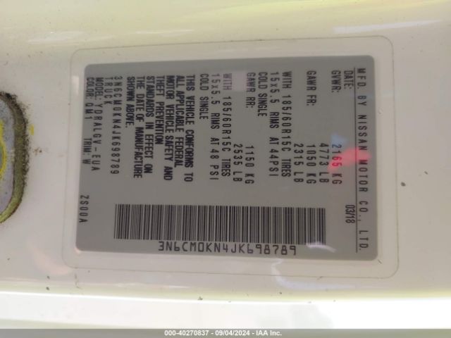 3N6CM0KN4JK698789 Nissan NV200 SV