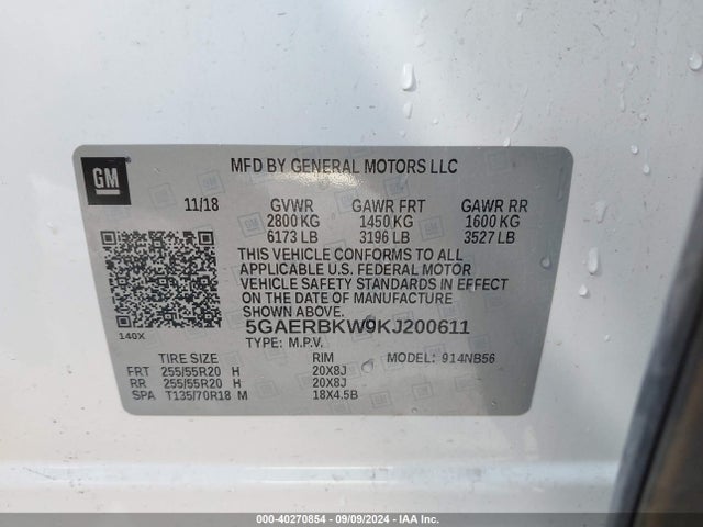 5GAERBKW9KJ200611 Buick Enclave Fwd Essence