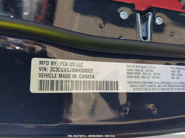 2C3CDXGJXNH268022 Dodge Charger Scat Pack