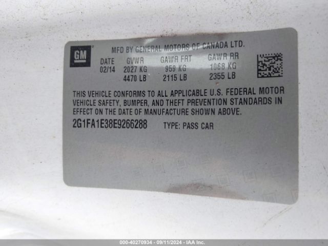 2G1FA1E38E9266288 Chevrolet Camaro 2ls