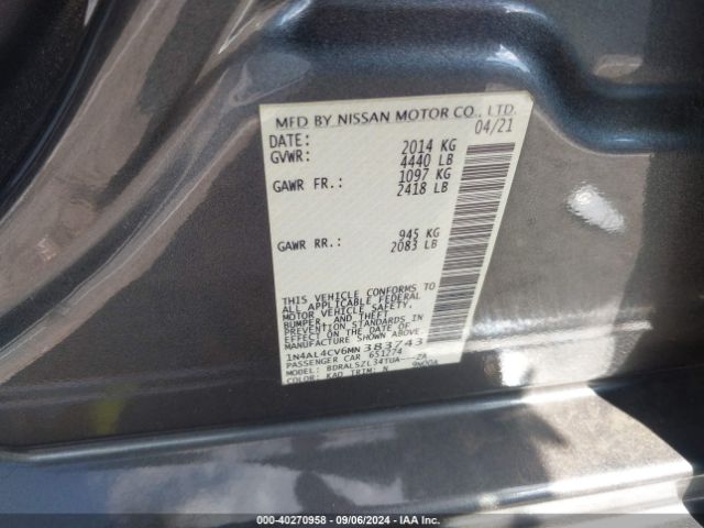 1N4AL4CV6MN383743 Nissan Altima Sr Vc-turbo Fwd